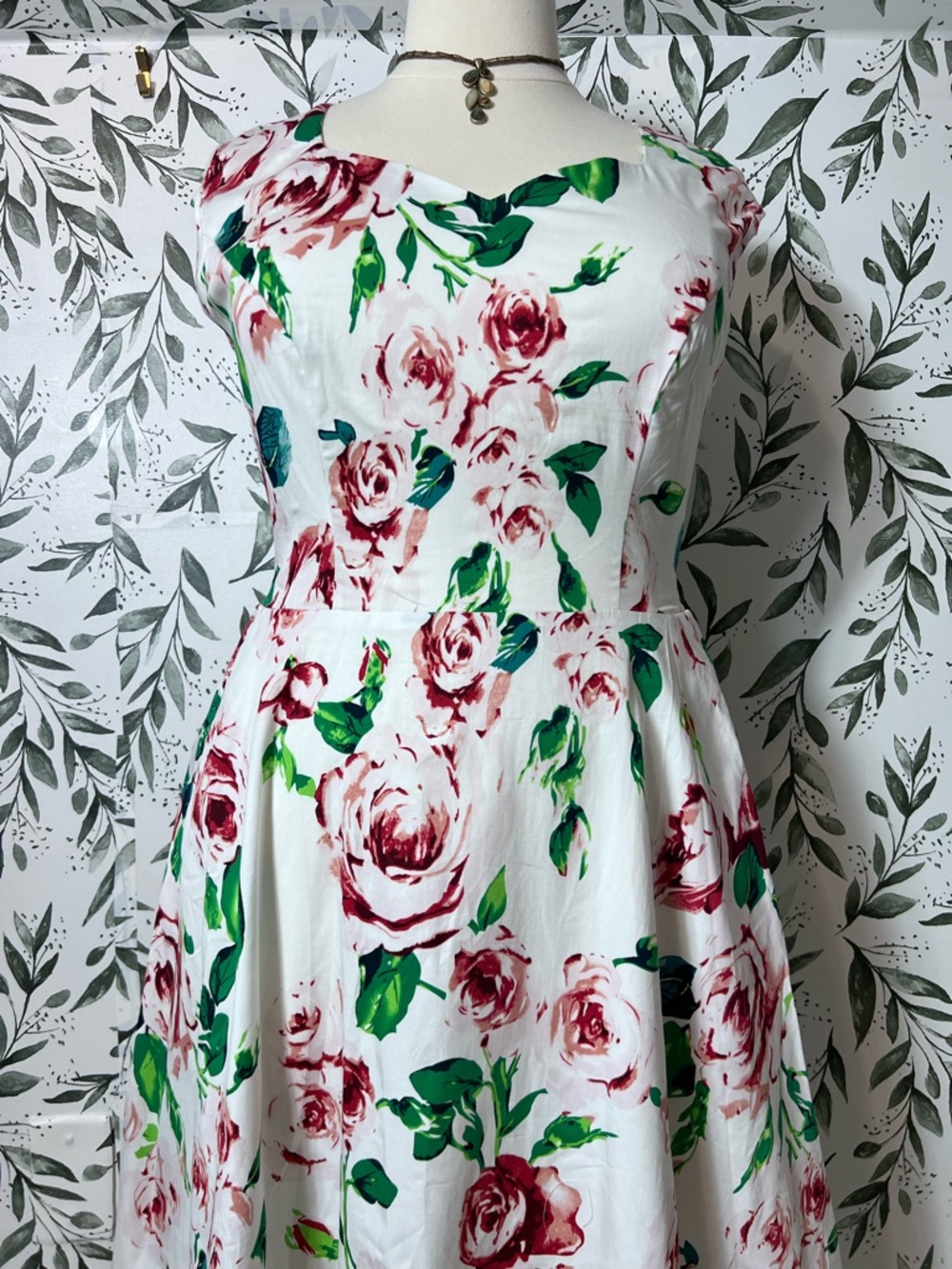 Flowers Retro Vintage Cotton Dress Sz XL 18 Elegant Classic Fit & Flare Bohemian - Picture 4 of 13